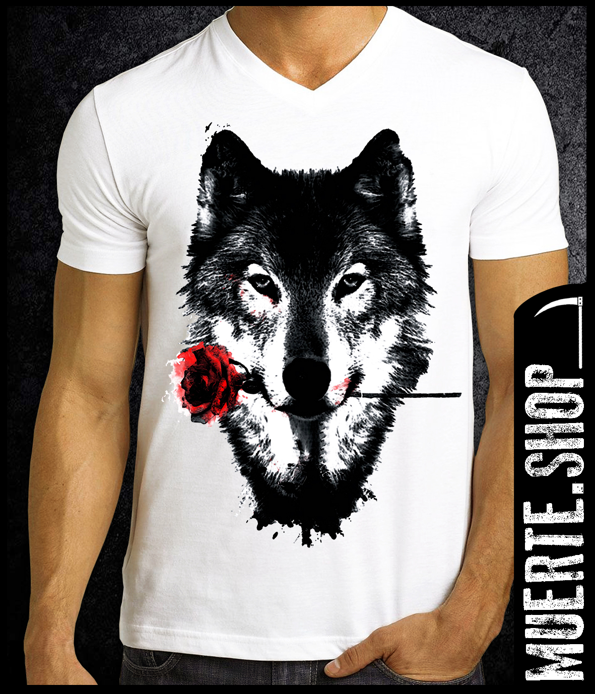 Тениска WOLF WITH ROSE 